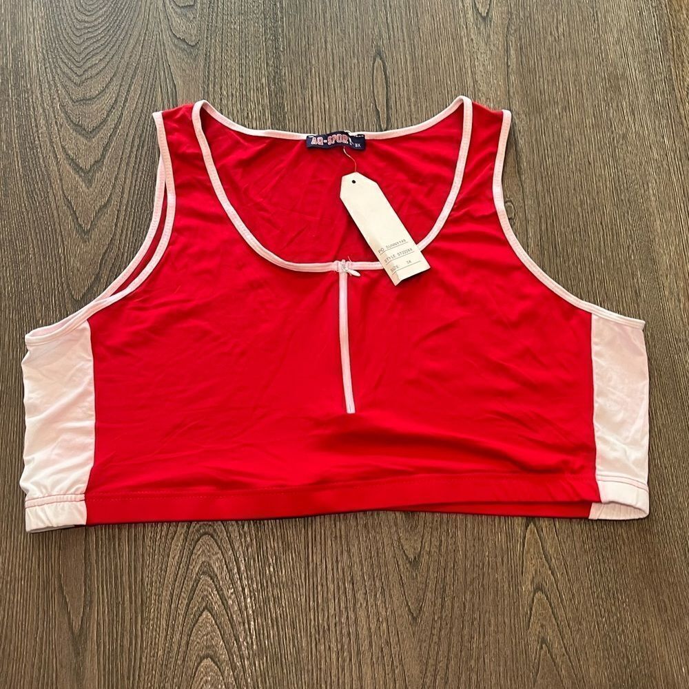 NWT AQ Sport Sports Bra Red Pink Size 3X
